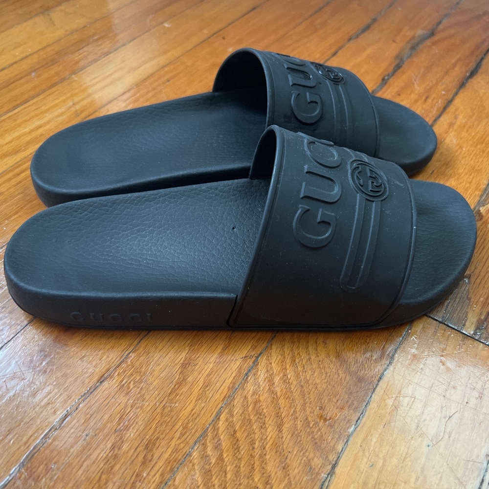 2018 Gucci Logo Rubber Slide 'Black'